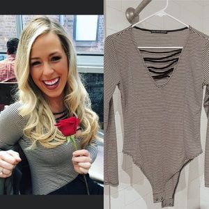 Harlowe & Graham Striped Body Suit Size M